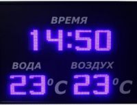 Часы с термометром синего свечения