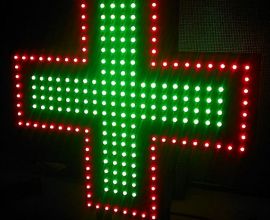 Светодиодная вывеска аптечный крест на  пикселях c динамическим контуром